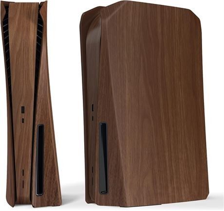eXtremeRate eXcover Wood Grain Top Bottom Cover Compatible with ps5 Console Disc

