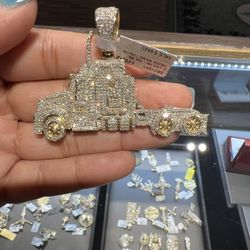 10k Gold REAL NATURAL DIAMOND Truck Pendant With 2.5ctw Diamonds For A Good Price!!