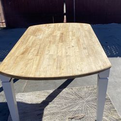 Shabby Farmhouse style White Table Natural wood Top Solid One piece