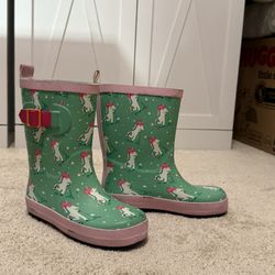 Kids Unicorn Rain Boots - Size L (9/10)