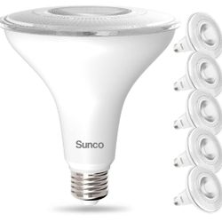 Sunco 5 Pack Outdoor LED Flood Home Patio Driveway Light, Waterproof PAR38 LED Bulb, CRI90 4000K Cool White Dimmable