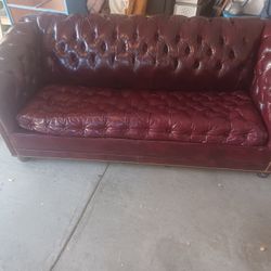 Vintage Leather Sofa Bed (Queen) 