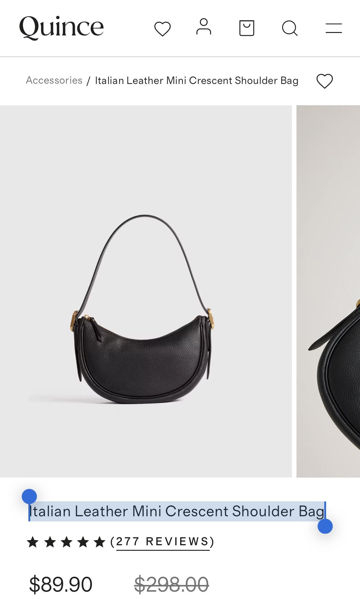 Quince Italian Leather Mini Crescent Shoulder Bag