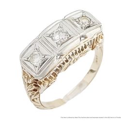 14k Gold Diamond Antique Ring