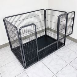 (New) $110 Pet Playpen Heavy-Duty Dog Kennel with Plastic Tray, 49x32x35” Tall 