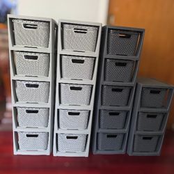 Tower drawer storage bins organization woven stackable

