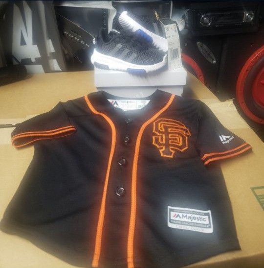 Toddler SF Giants Jersey Hoodie and Addidas Shoes for Sale in Elk