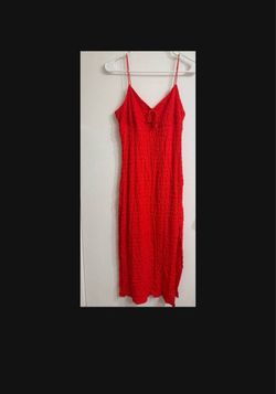 Red/ orange Spaghetti Strap Midi Dress