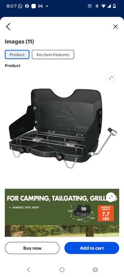 Ozark Trail 2-Burner Propane Gas Camping Stove, Black