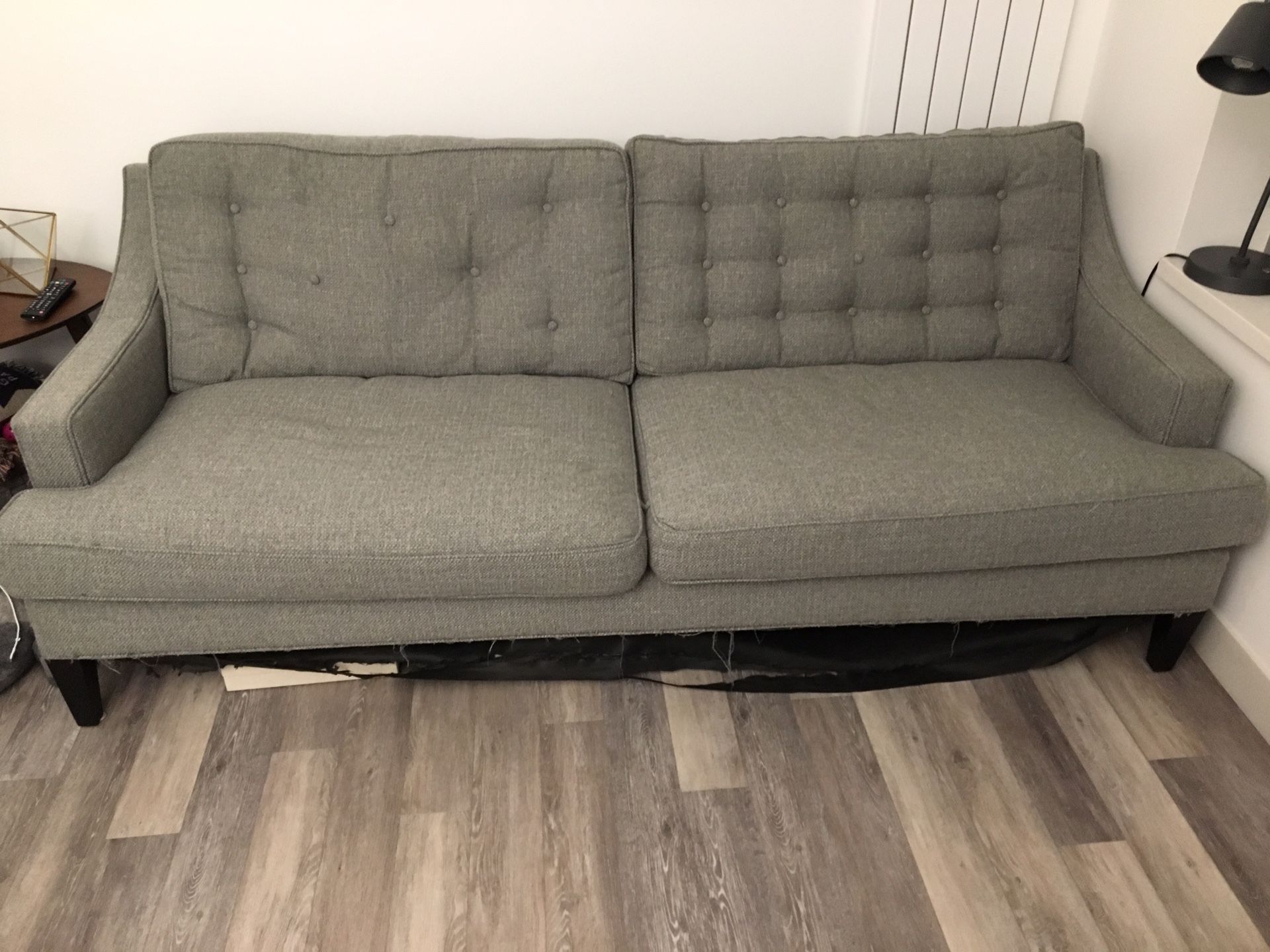 Mid-century modem tufted gray couch