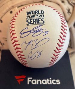 Corey Seager, Mookie Betts, Cody Bellinger Tripled Autographed Baseball