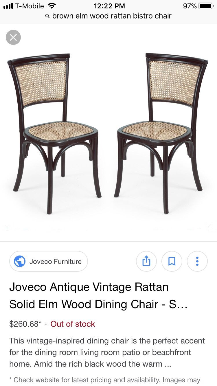 Cane Chairs 2 (pair) - UNBOXED NEW