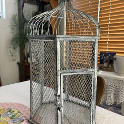 Decorative silver metal bird cage