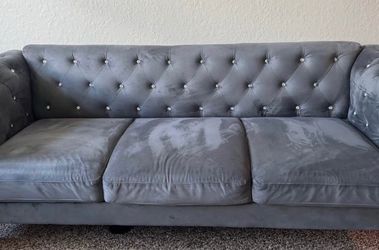 Grey sofa and loveseat