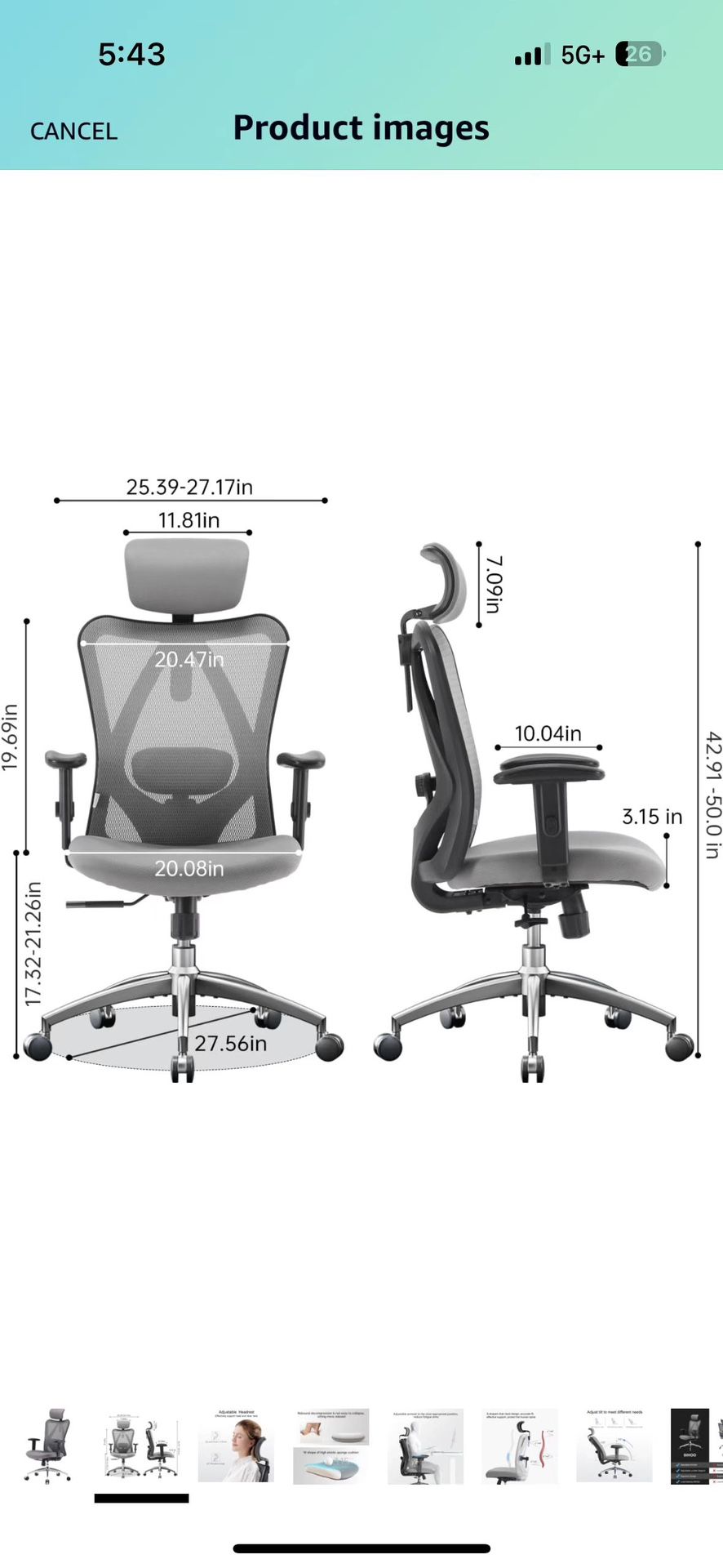 SIHOO M18 no adjustable high or low Ergonomic Office Chair for Big and Tall People Adjustable Headrest with 2D Armrest Lumbar Support and PU Wheels Sw