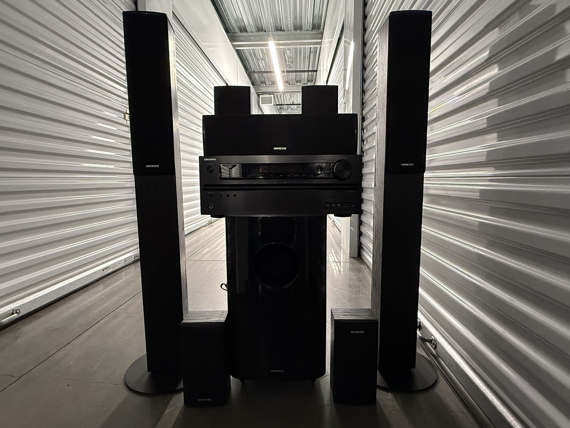 Onkyo 7.1 Receiver, Onkyo Subwoofer and Speakers
