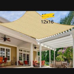 Square Sun Shade Sail 12x16，UV Block Shade Sails for Outdoor Patio Garden Backyard,