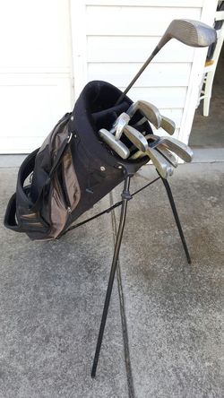 Set golf clubs and bag