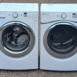 Newer Model Whirlpool Duet High Efficiency Front Load Washer & Electric Dryer Set - Stackable