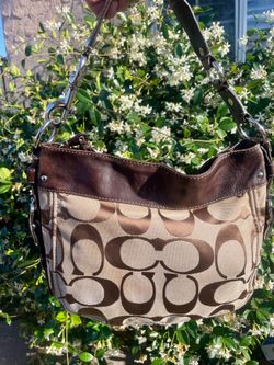 COACH F12657 Y2K ZOE Purse  Brown & Khaki Jacquard & Leather
