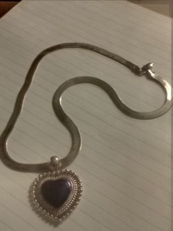 Silver and Blue Heart Earrings and Necklace