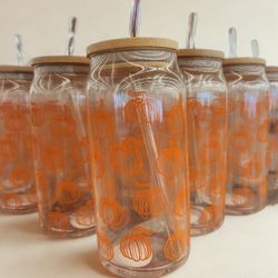 Pumpkin Glass Iced Coffee Cups 