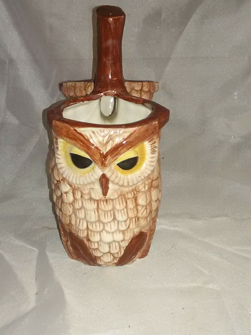Dual ceramic Owl flower pots 8" tall 6.5" wide