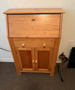 Solid wood writing chest