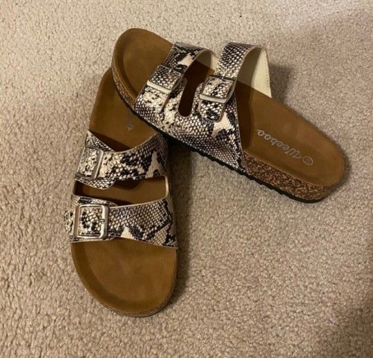 Wee Boo Snakeskin Slides 