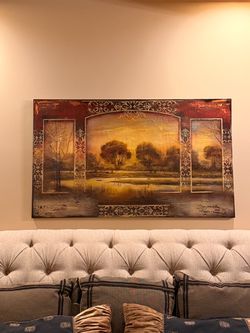 Vintage-Inspired Golden Landscape Framed Wall Art