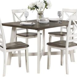 Brand New Antique Whitt/Cherry Dining Table (47.5"W x 36"D x 30.5"H) + 4 Chairs