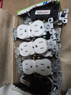Lot of White Duplex Electrical Outlets leviton
