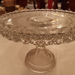 VINTAGE LEAD CRYSTAL PEDESTAL CAKE DISH