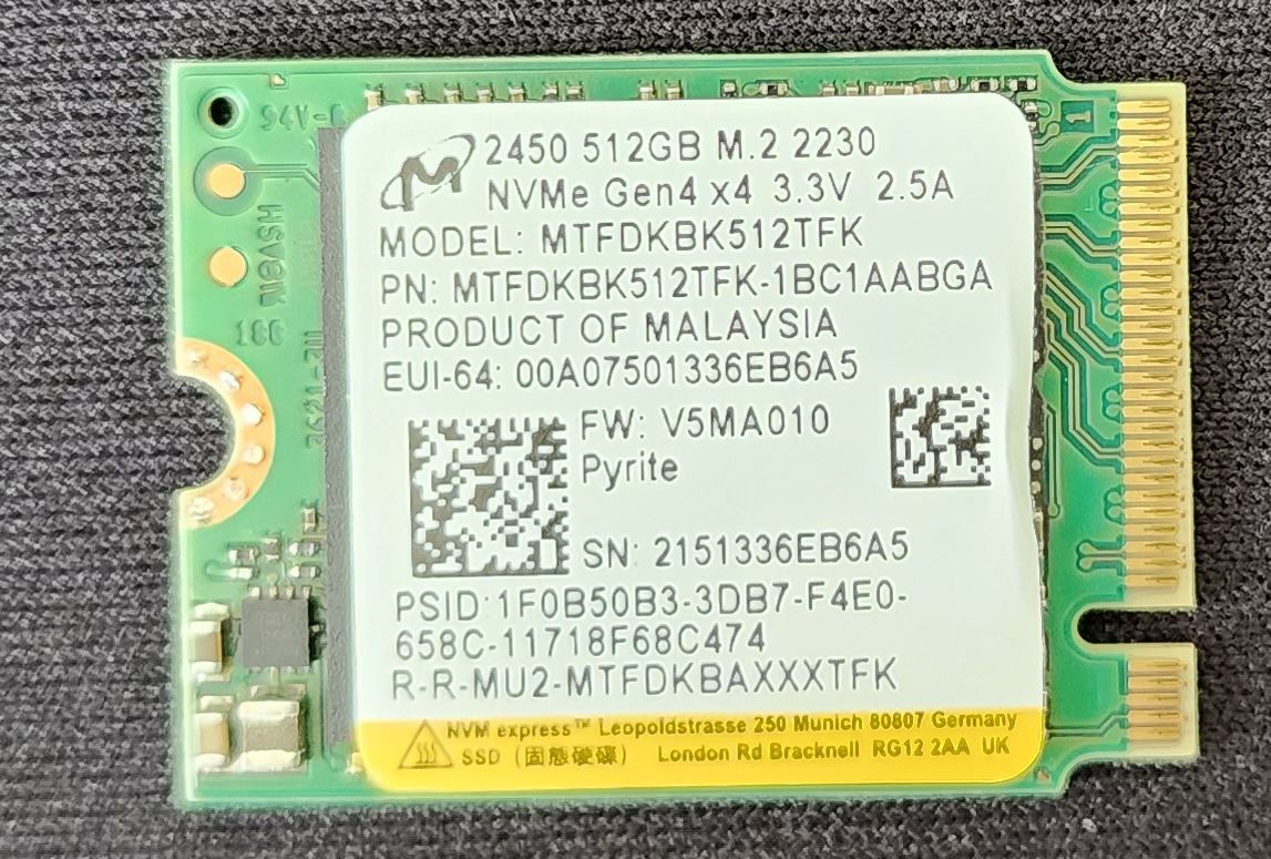 512GB NVME SSD M.2 2230 PCIe Gen4 x4