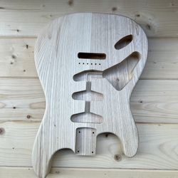 Left- Hand Stratocaster Style White Ash Body/ Unfinished/CNC Machine/ 2- Piece Glued/Weigh: 4.15 Lbs 