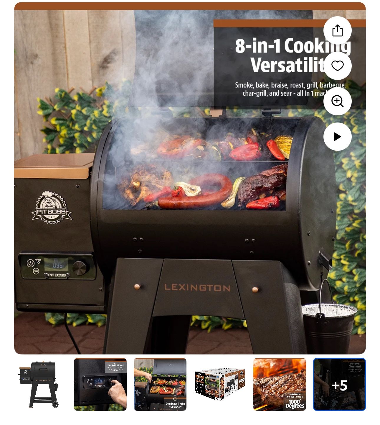 Pit Boss Lexington Parrilla y Ahumador de Pellets de Leña de 500 Pies Cuadrados - Serie Onyx