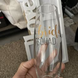 Bride Squad Glasses & Wooden Blocks& Plastic Champagne Glasses 