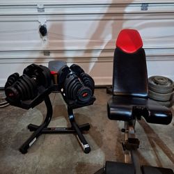 Bowflex Select Tech 1090 Adjustable Dumbbells, Dumbbell Rack, Weight Bench 