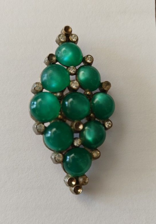 Vintage Green Moonglow Brooch