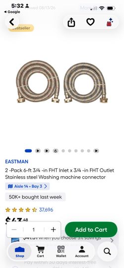 6 ft Hose for washer machine