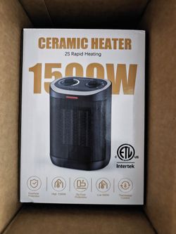 Space Heater for Indoor Use, 1500W PTC Ceramic Heater with Thermostat, Portable