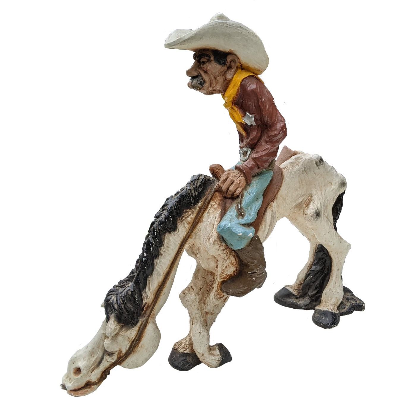 Vintage 1977 Universal Statuary Corp. Old Sheriff Riding Old Tired Horse 18 inch
