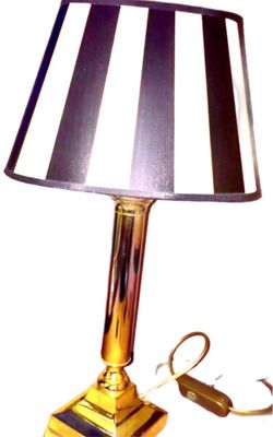 Black and White Striped Golden Lamp Lightning Light Light Decoration Home Accents Decor Gold Shades