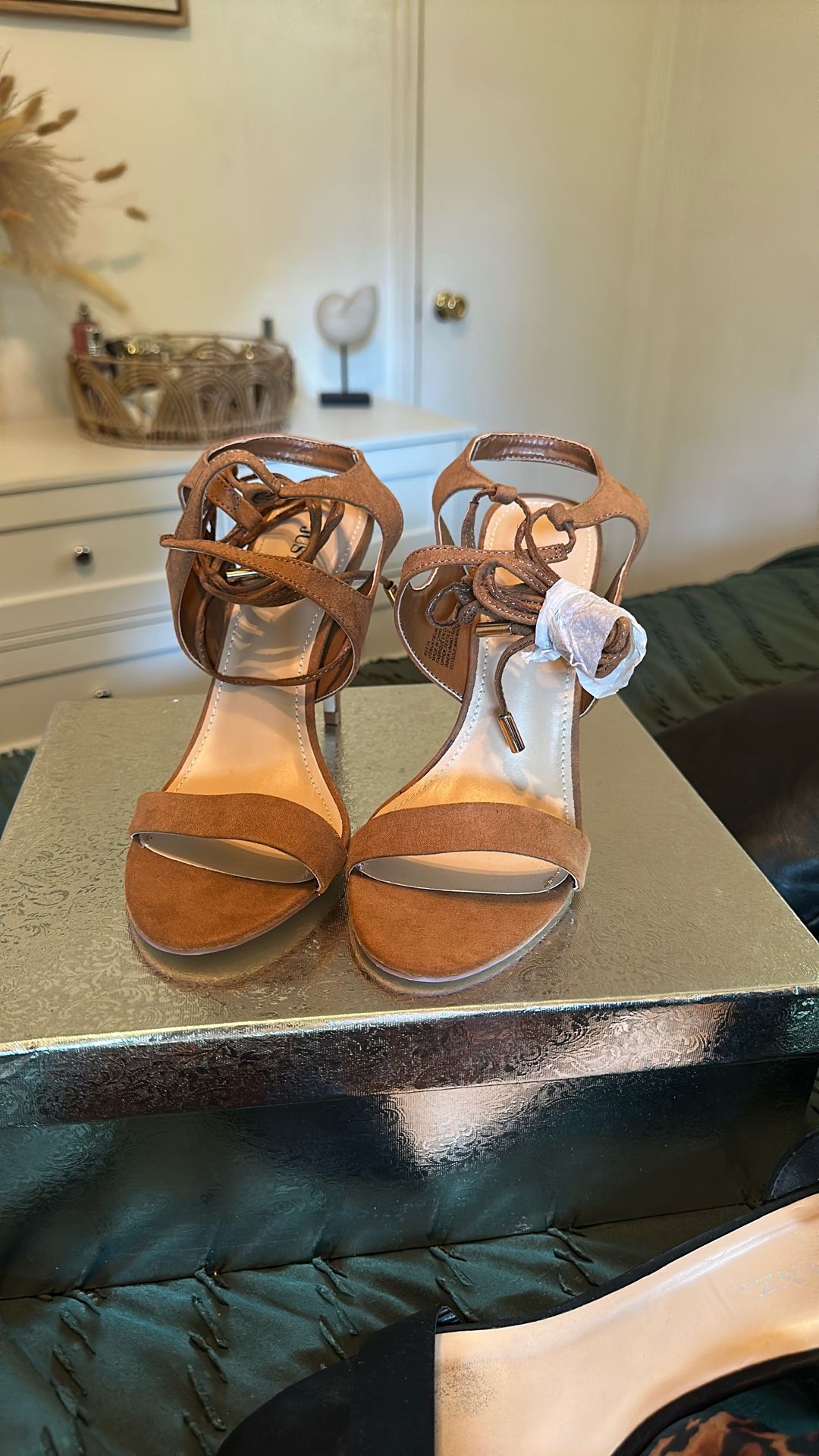 Strap Up Peep Tow Heel