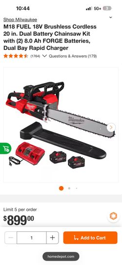 Milwaukee 20 saw with 2 batterie and rapid charger