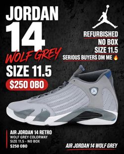 Air Jordan 14 Retro Wolf Grey Size 11.5