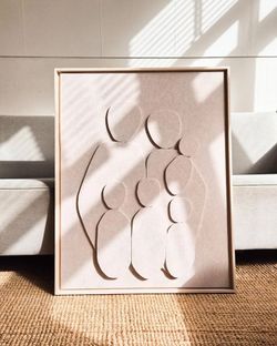 6 Member Family Off-White 3D Textured Original Artwork 24"×36"