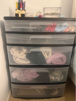5-Drawer Plastic Storage Organizer – Black & Clear