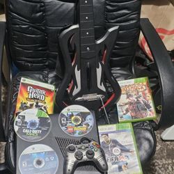 Xbox 360 S Slim! 250 GB! Warriors Of Rock Guitar! 6 Games! Controller! Guitar Hero World Tour! 