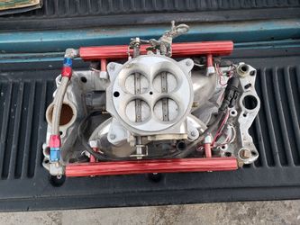 350  327 CHEVY  SBC MANIFOLD AND CARBURETOR  CHEVROLET 